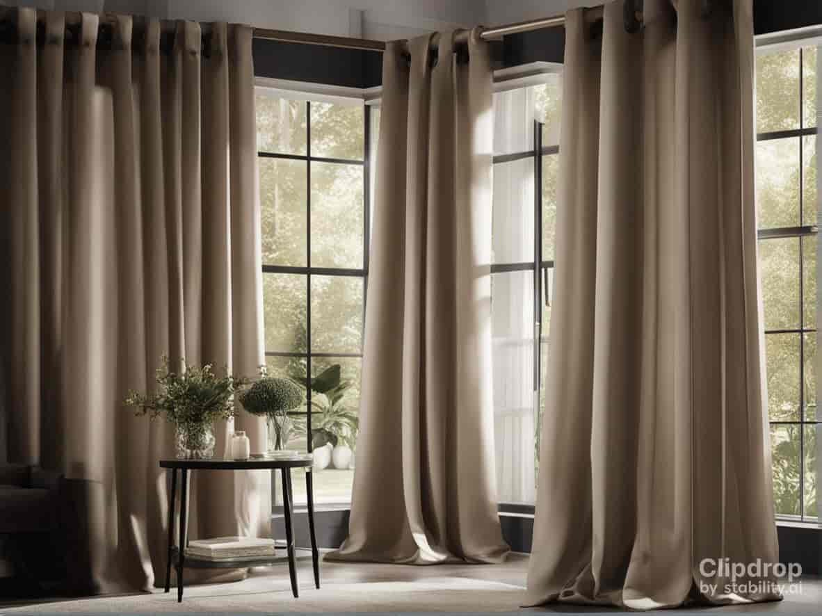 Tab-top curtains hung using decorative hooks or rings