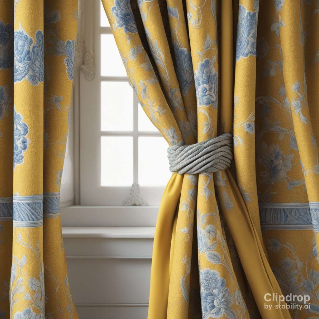rope tie backs on yellow curtains