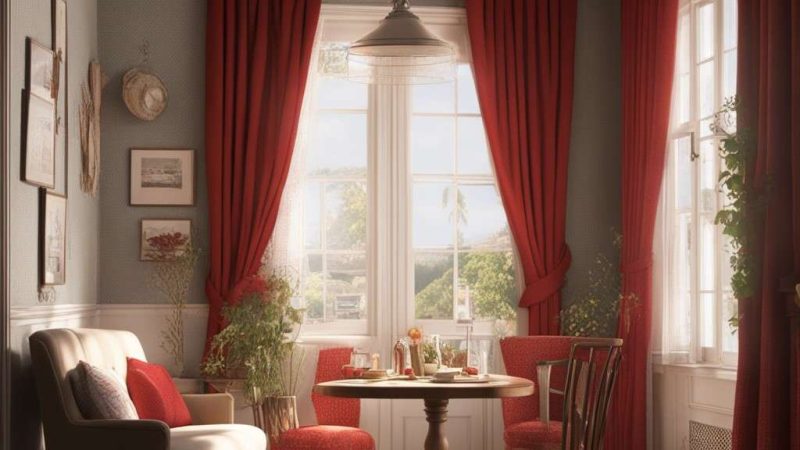 red polyester cafe curtains